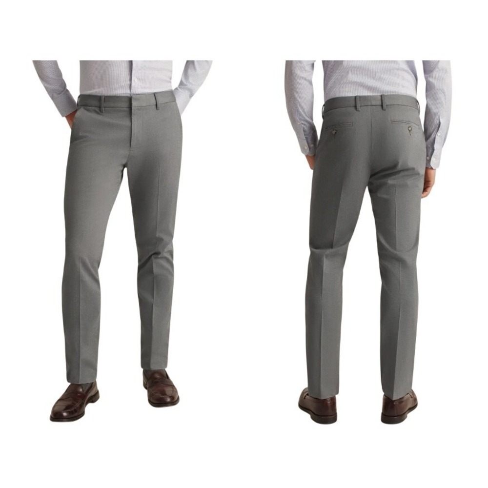 BONOBOS Stretch Weekday Warrior Friday Slim Fit Dress Pants 38x32 Gray Chinos